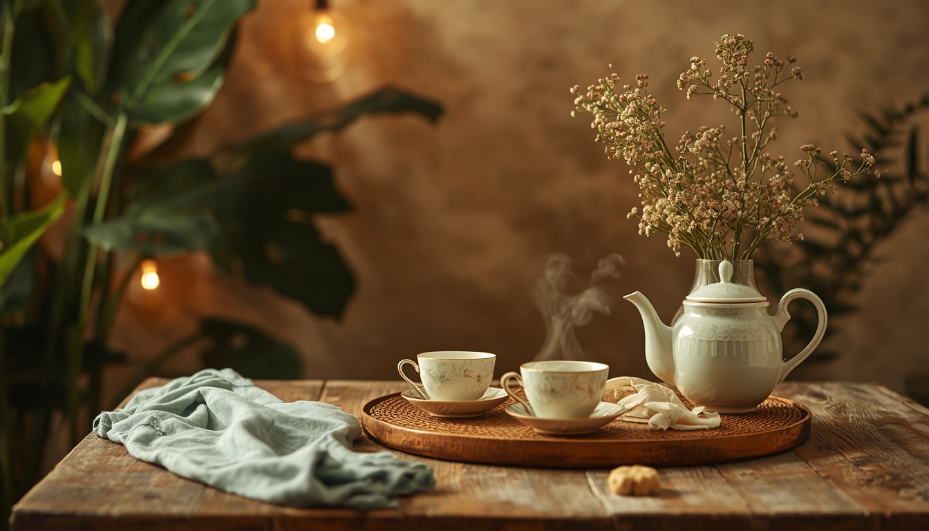 Warm evening tea ritual illustration by Tendonsprshine